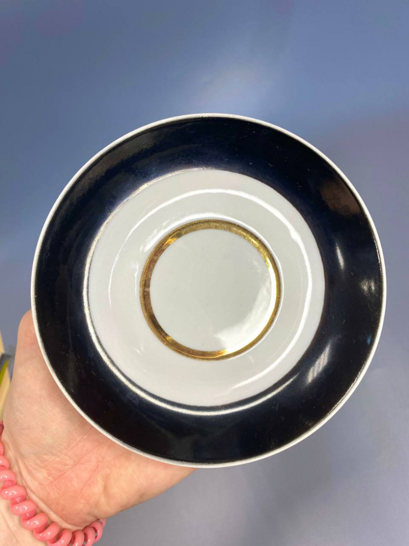 Блюдце от сервиза Дулевского ФЗ. Фарфор с крытьем и позолотой. Винтаж, СССР. Цена за 1шт. Картинка 2